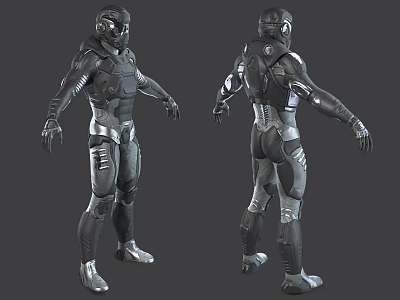 Game And Movie Character In Armored Suit With Front And Back Views 3d model