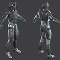 Game And Movie Character In Armored Suit With Front And Back Views