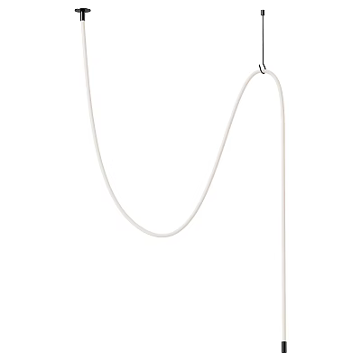Modern Curved White Chandelier Featuring Elegant Hanging Lines And Structure 3d model
