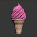Pink Swirl Ice Cream In Waffle Cone With Creamy Texture And Vibrant Color