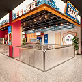 Xita Xidao Restaurant Interior With Open Layout Red Blue Decor Counter And Seats