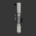 3D Rendered Modern Tubular Weapon With Gray Body Black Grip Sight And Green Indicators
