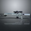 White Sniper Rifle With Scope And Metallic Finish On Grey Gradient Background With Reflection 3d model
