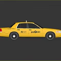 Yellow Taxi Sedan With Taxi Sign And meTaxi Logo On Black Background