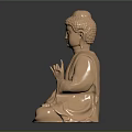 Golden Buddha Sculpture Carving In Sitting Posture With Detailed Hand Gesture