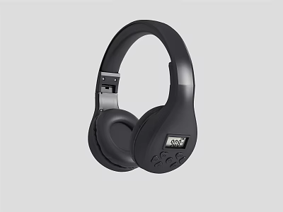 High Quality Black Over Ear Wireless Headphones With Control Buttons And 3d model