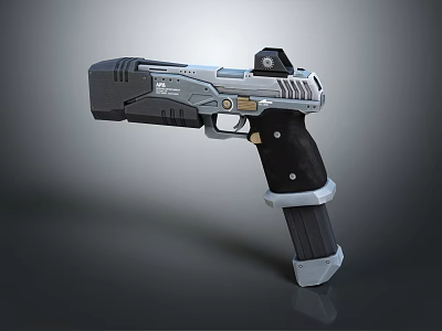 Modern Tactical Pistol With Metallic Body Black Grip And Ergonomic Design Features 3d model