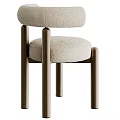 Beige Bouclé Upholstered Single Chair With Brass Metal Legs Modern Minimalist Design