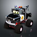 Cartoon Police Monster Truck With Flashing Lights Large Wheels And Logo