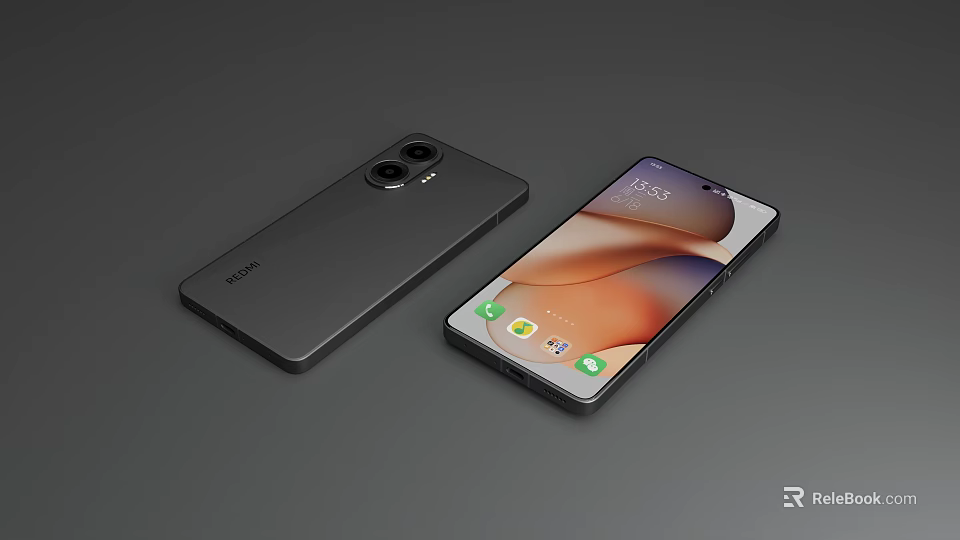 Two Modern Smartphones With Rear Camera Module And Front Display Screen 3d model 