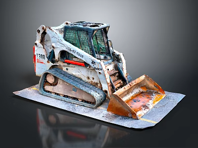 Heavy Duty Industrial Skid Steer Utility Vehicle With Crawler Tracks And Front Bucket 3d model