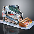 Heavy Duty Industrial Skid Steer Utility Vehicle With Crawler Tracks And Front Bucket