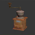 Vintage Manual Kitchen Grinder With Wooden Base And Stone Bowl As Traditional Kitchen Appliance
