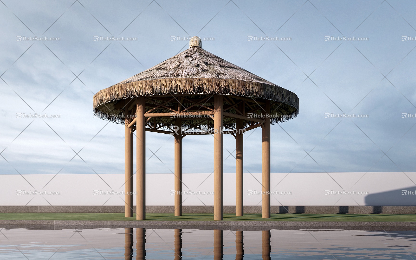 Modern thatched pavilion landscape gazebo thatched cottage 3d model