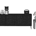 Textured Dark Coffee Table With Owl Figurines Black Box And Side Table Lamp 3d model