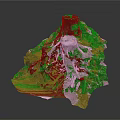 Natural Tree Stump Scene With Exposed Roots And Green Moss Textured Base
