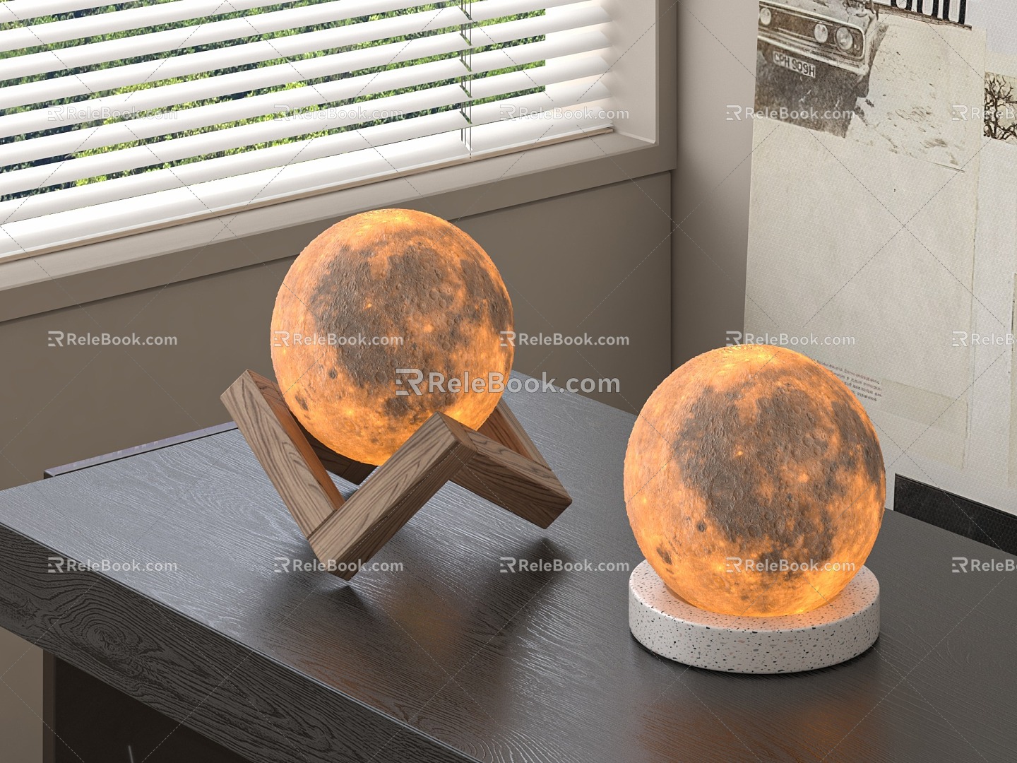 lunar table lamp 3d model