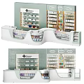 Modern Organized Pharmacy Interior With Shelves Stocked Medications Service Counter And Clear Displays
