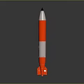 Red Rocket Model with Silver Accents Black Nose Cone and Reflective Stand Design