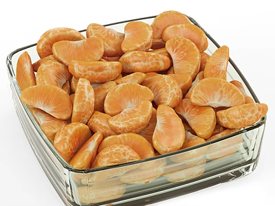 Square Ceramic Bowl Filled With Fresh Juicy Mandarin Orange Segments 3d model