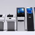 Public Facility Multiple Self Service Kiosks Featuring Interactive Touch Screens And Modern Design 3d model