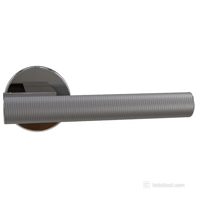 Modern Metal Door Handle With Textured Surface And Circular Base Design 3d model 