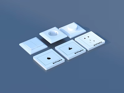 White Plastic Switch Sockets As Essential Home Living Supplies For Modern Households 3d model