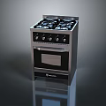 Stainless Steel Gas Stove Oven With Four Burners And Control Knobs For Kitchen Cooking