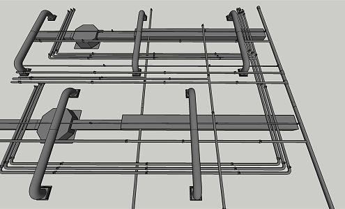 modern pipe ceiling air conditioning fire pipe 3d model