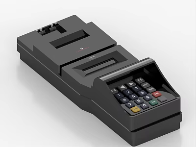 Black Commercial POS Terminal with Keyboard and Receipt Printer for Business Transaction Processing 3d model