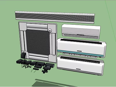 Various Air Conditioner Fan Types with Design Components and Installation Parts 3d model