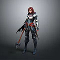 Fantasy Woman Warrior Wearing Detailed Armor With Axe And Cloak In Standing Pose