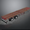 Red Flatbed Trailer Transport Vehicle With Heavy Duty Platform And Wheels