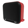 Sleek Square Portable Electronic Device With Black Red Body And USB Ports