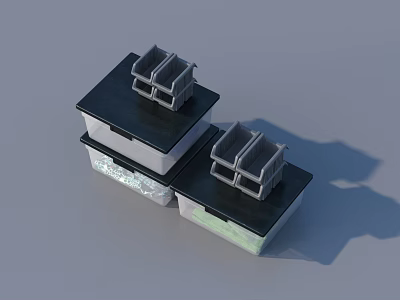 Modern Stackable Storage Baskets with Black Lids for Home Organization 3d model