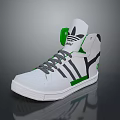 Adidas White High Top Sneakers With Green Accents Black Details And Three Stripes Logo