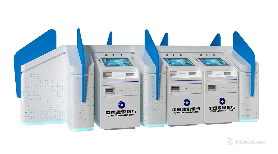Public Facility China Construction Bank Self Service Terminals Featuring Digital Screens and Modern Design 3d model 