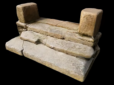 Natural Stone Garden Ornament With Stacked Steps And Rustic Texture For Outdoor Decor 3d model