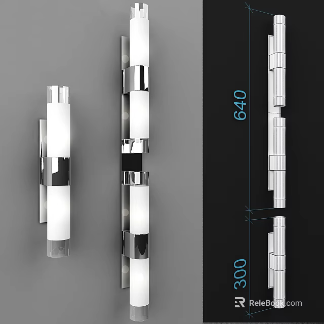 Modern Wall Mounted Sconce With Sleek Chrome Finish And Cylindrical Design 3d model 