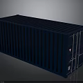 Blue Shipping Container With Metal Doors And Corrugated Panels On Gray Background