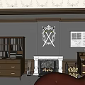 Traditional Office Interior With Wooden Bookshelves Stacked Books Large Desk And Floor Lamp