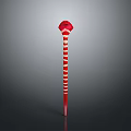 Red and White Striped Slender Snake With Diamond Shaped Head On Gray Background