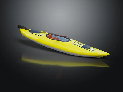 Yellow Kayak Watercraft With Modern Lightweight Design And Comfortable Seat Features 3d model