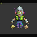 Cartoon Monkey Character With White Hair Green Goggles And Yellow Star Props