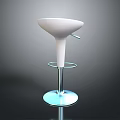 Modern White Bar Stool With Conical Seat Metal Base And Footrest Ring