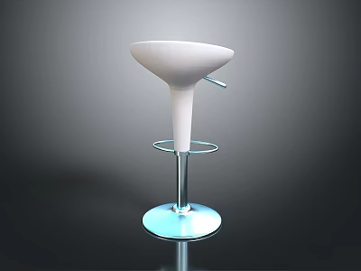 Modern White Bar Stool With Conical Seat Metal Base And Footrest Ring 3d model