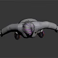 Game Movie Character With Purple Hair Wearing Gray Coat Black Belt Dark Pants Colorful Shoes