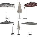 Various Modern Sunshade Umbrellas With Different Designs And Outdoor Usage Features 3d model