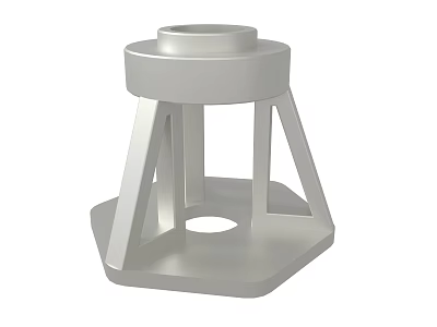 White Geometric Support Stand With Circular Top Hexagonal Base And Triangular Supports 3d model