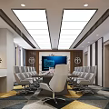 Modern Conference Room Interior Design With Large Table Comfortable Chairs Screen Display And Lighting 3d model